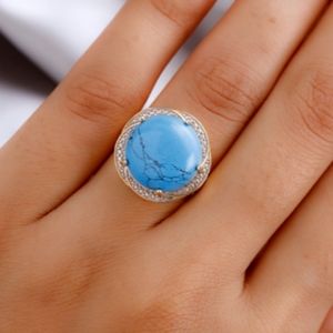 Blue Howlite 14k Yellow Gold Size 7 NWOT*